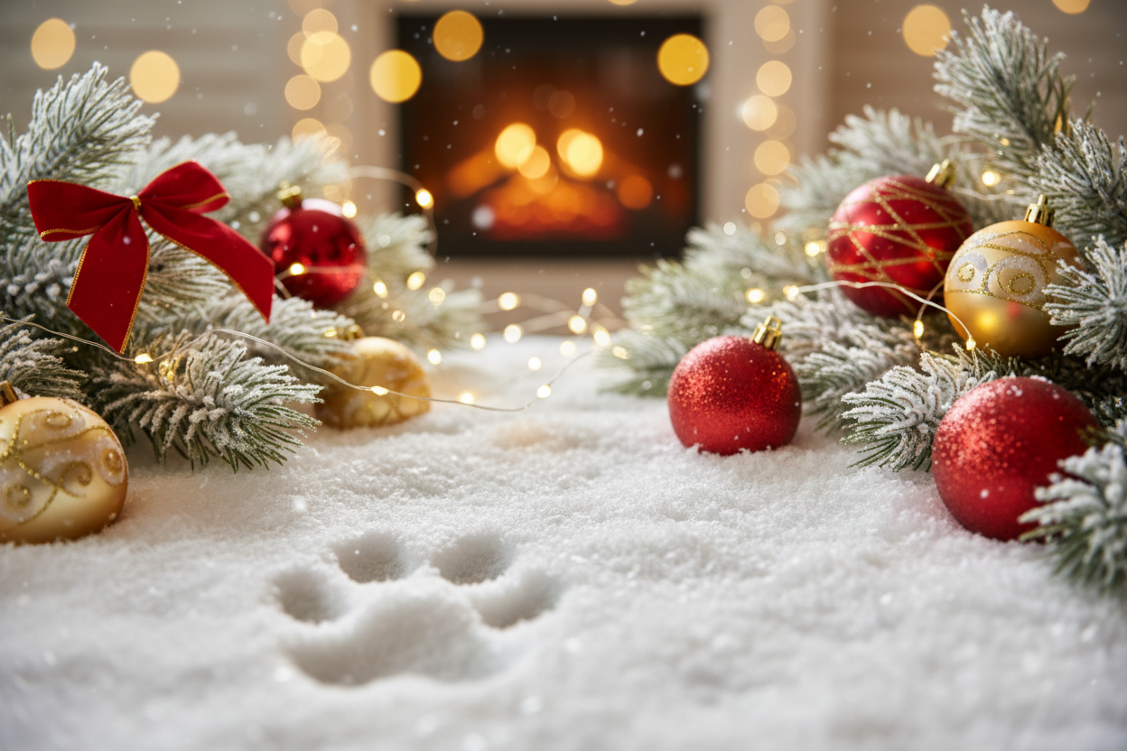 christmas with a dog paw